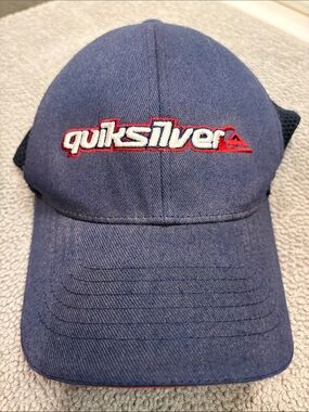Quiksilver Flexfit Hat | Navy Blue & Red | Embroidered Logo